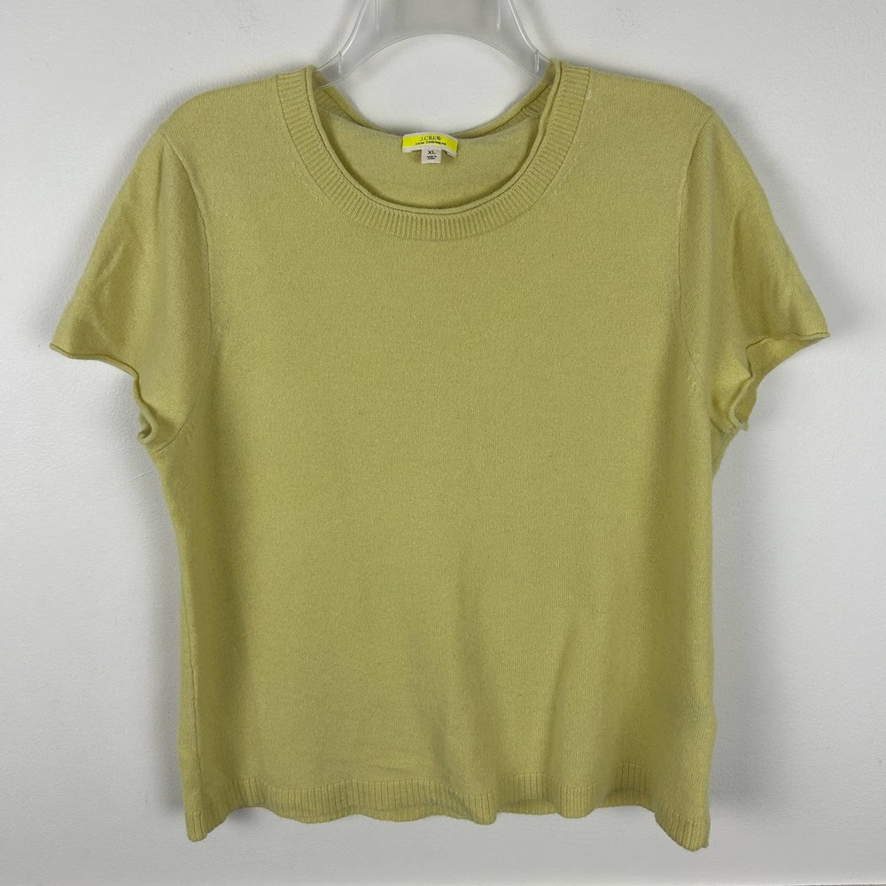 J. Crew Relaxed Pale Canary Yellow Cashmere Short Sleeve Tee XL